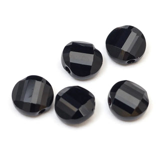 25pcs Adabele Austrian Faceted Flat Round Twist Coin Crystal Beads #5621, Jet Black, 10mm, Hole ID 1.2mm, SSW1023
