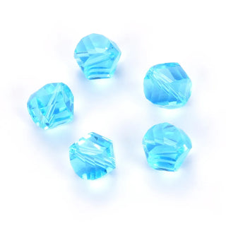 24pcs Adabele Austrian Faceted Helix Spiral Irregular Crystal Beads #5020, Aquamarine Blue, 8mm, Hole ID 1.1mm, SSH-810