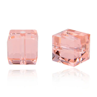 24pcs Adabele Austrian Faceted Cube Crystal Beads #5601, Light Padparadscha Pink, Size Selections: 4mm/6mm/8mm