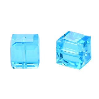 24pcs Adabele Austrian Faceted Cube Crystal Beads #5601, Aquamarine Blue, Size Selections: 4mm/6mm/8mm