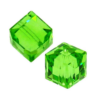 24pcs Adabele Austrian Faceted Cube Crystal Beads #5601, Peridot Green, Size Selections: 4mm/6mm/8mm
