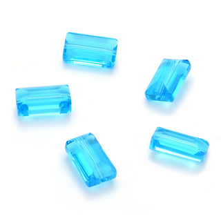 25pcs Adabele Austrian Faceted Rectangle Crystal Beads #5055, Aquamarine Blue, 14mm x 8mm, Hole ID 1.2mm, SSRT1410