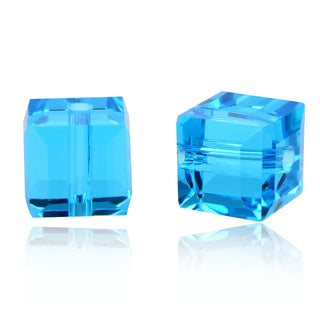 24pcs Adabele Austrian Faceted Cube Crystal Beads #5601, Capri Blue, Size Selections: 4mm/6mm/8mm