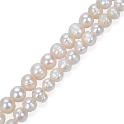 Adabele 1 Strand Real Natural Potato Round White Cultured Freshwater Pearl Loose Beads 9-10mm for Jewelry Craft Making 14 inch fp4-10