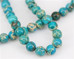 Top Quality Natural Turquoise Blue Sea Sediment Jasper Gemstone Loose Beads 10mm Round Loose Beads 15.5