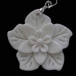 1x Lovely Flower Buffalo Bone Hand Carving Pendant w/Sterling silver bail #bp3