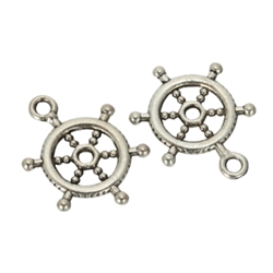 20 x Steer Wheel Charms 13mm Antique Silver Tone  #MCZ147