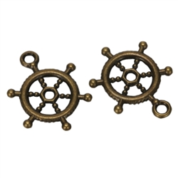 20 x Steer Wheel Charms 13mm Antique Bronze Tone  #MCZ148