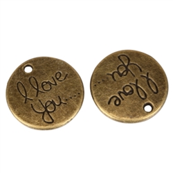 10 x I Love You Charms 19mm Antique BronzeTone  #MCZ153