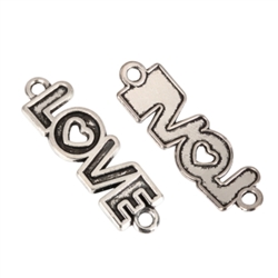 10 x Love Charms 30x10mm Antique Silver Tone  #MCZ184