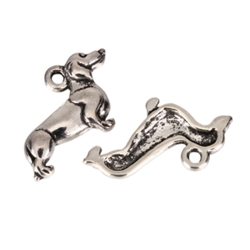 10 x Doggy Charms 12x9mm Antique Silver Tone  #MCZ253