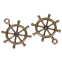 10pcs x Wheel Charms 25mm Antique Bronze Tone  #MCZ262