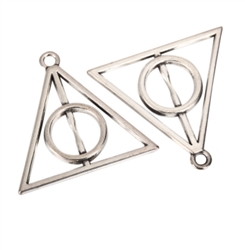 5 Triangle Charms 32x26mm Antique Silver Tone  #MCZ265