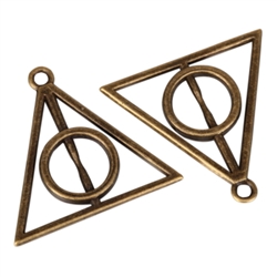 5 x Triangle Charms 32x26mm Antique Bronze Tone  #MCZ266