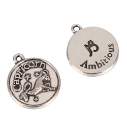 5 x Capricorn Horoscope Zodiac Ambitious Charms 18mm Antique Silver Tone  #MCZ277