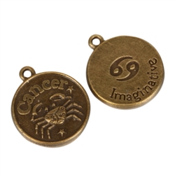 5 x Cancer Horoscope Zodiac Imaginative Charms 18mm Antique Bronze Tone  #MCZ287