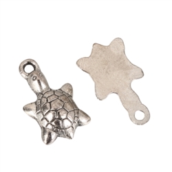 10 x Turtle Longivity Charms 15x10mm Antique Silver Tone  #MCZ297