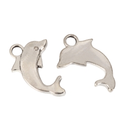 10 x Dolphin Charms 21x11mm Antique Silver Tone  #MCZ309