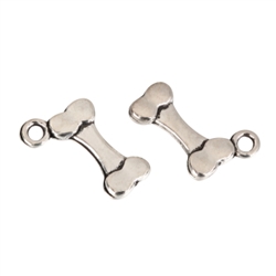 10 x Dog Bone Charms 14x11mm Antique Silver Tone  #MCZ321