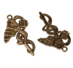 5 x Beauty & Snake Charms 36x20mm Antique Bronze Tone  #MCZ342