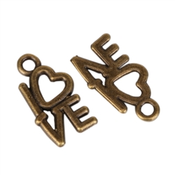 20 x Love Charms 11x7mm Antique Bronze Tone  #MCZ354