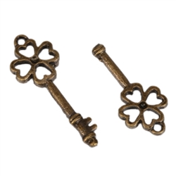 10 x Love Key Charms 25x9mm Antique Bronze Tone  #MCZ367