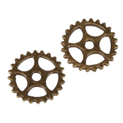 20 x Wheel Charms 15mm Antique Bronze Tone  #MCZ386