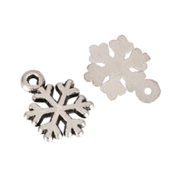 20 x Snowflake Charms 10mm Antique Silver Tone  #MCZ389