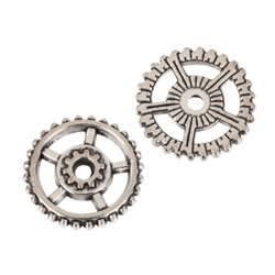 20 x Wheel Charms 17mm Antique Silver Tone  #MCZ413