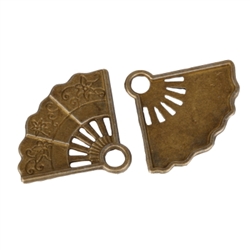 10 x Artistic Fan Charms 28x20mm Antique Bronze Tone  #MCZ431