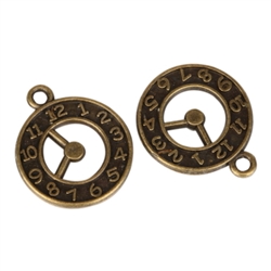 10 x Clock Charms 17mm Antique Bronze Tone  #MCZ463