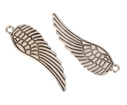 5 x Magic Feather Charms 43x15mm Antique Silver Tone  #MCZ469