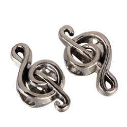 5 x Music Note Charms 18x9mm Antique Silver Tone  #MCZ488