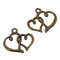 10 x Heart Love Charms 18x15mm Antique Bronze Tone  #MCZ491