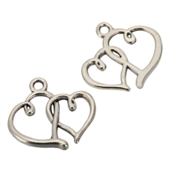 10 x Heart Love Charms 18x15mm Antique Silver Tone  #MCZ492