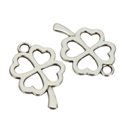 10 x 4-Leaf Clover flower Charms 18mm Antique Silver Tone  #MCZ500