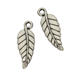 20 x Leaf Charms 15x6mm Antique Silver Tone  #MCZ505