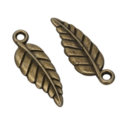 20 x Leaf Charms 15x6mm Antique Bronze Tone  #MCZ506