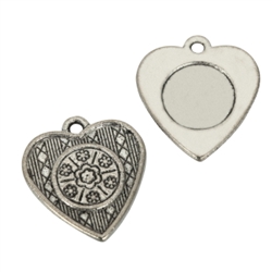 10 x Heart Love Charms 17mm Antique Silver Tone  #MCZ509