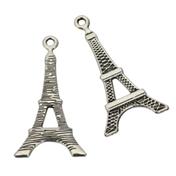 10 x Eiffel Tower Charms 30x18mm Antique Silver Tone  #MCZ512