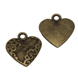 10 x Heart Love Charms 17x16mm Antique Bronze Tone  #MCZ519