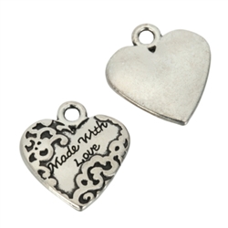 10 x Heart Love Charms 17x16mm Antique Silver Tone  #MCZ520