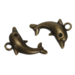 10 x Cute Dolphin Charms 18x8mm Antique Bronze Tone  #MCZ538