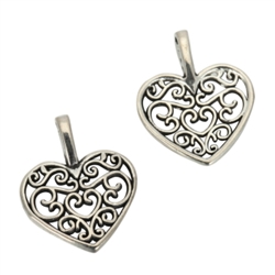 10 x Heart Love Charms 14x12mm Antique Silver Tone  #MCZ545