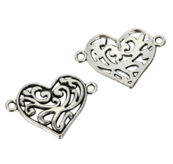 10 x Heart Love Charms Connector 20x18mm Antique Silver Tone  #MCZ561