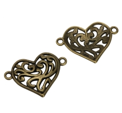 10 x Heart Love Charms Connector 20x18mm Antique Bronze Tone  #MCZ562