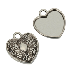 10 x Heart Love Charms 15mm Antique Silver Tone  #MCZ580