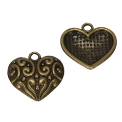 10 x Heart Love Charms 20x17mm Antique Bronze Tone  #MCZ607