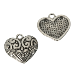 10 x Heart Love Charms 20x17mm Antique Silver Tone  #MCZ608