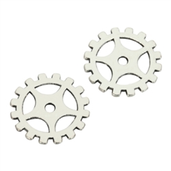 20 x Wheel Charms Connector 19mm Antique Silver Tone  #MCZ617